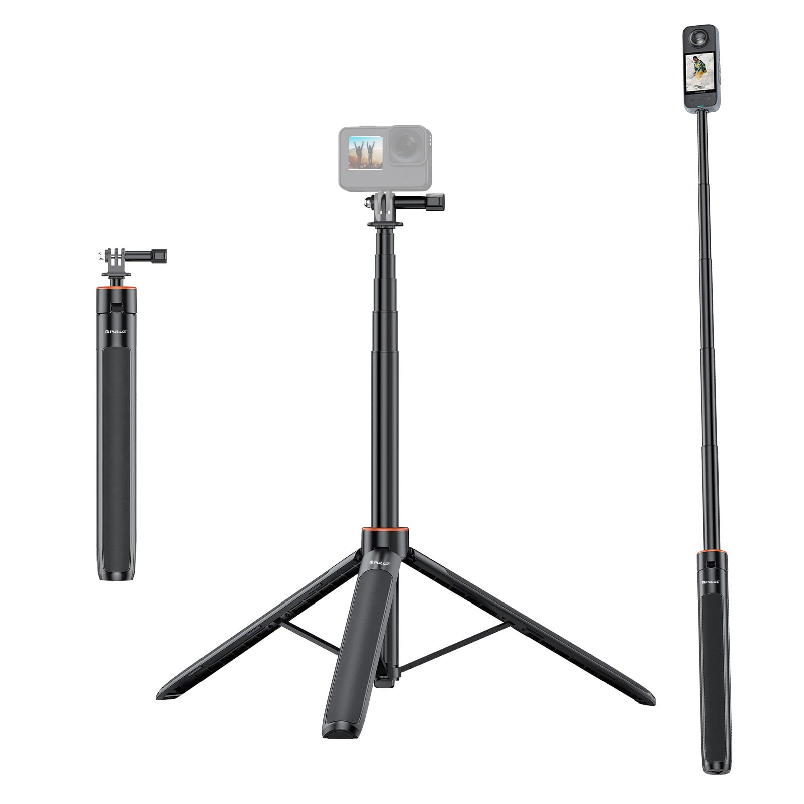 自撮り棒 Amazon | PULUZ 140cm 自撮り棒 + 三脚 2 in 1、アルミニウム合金 伸縮